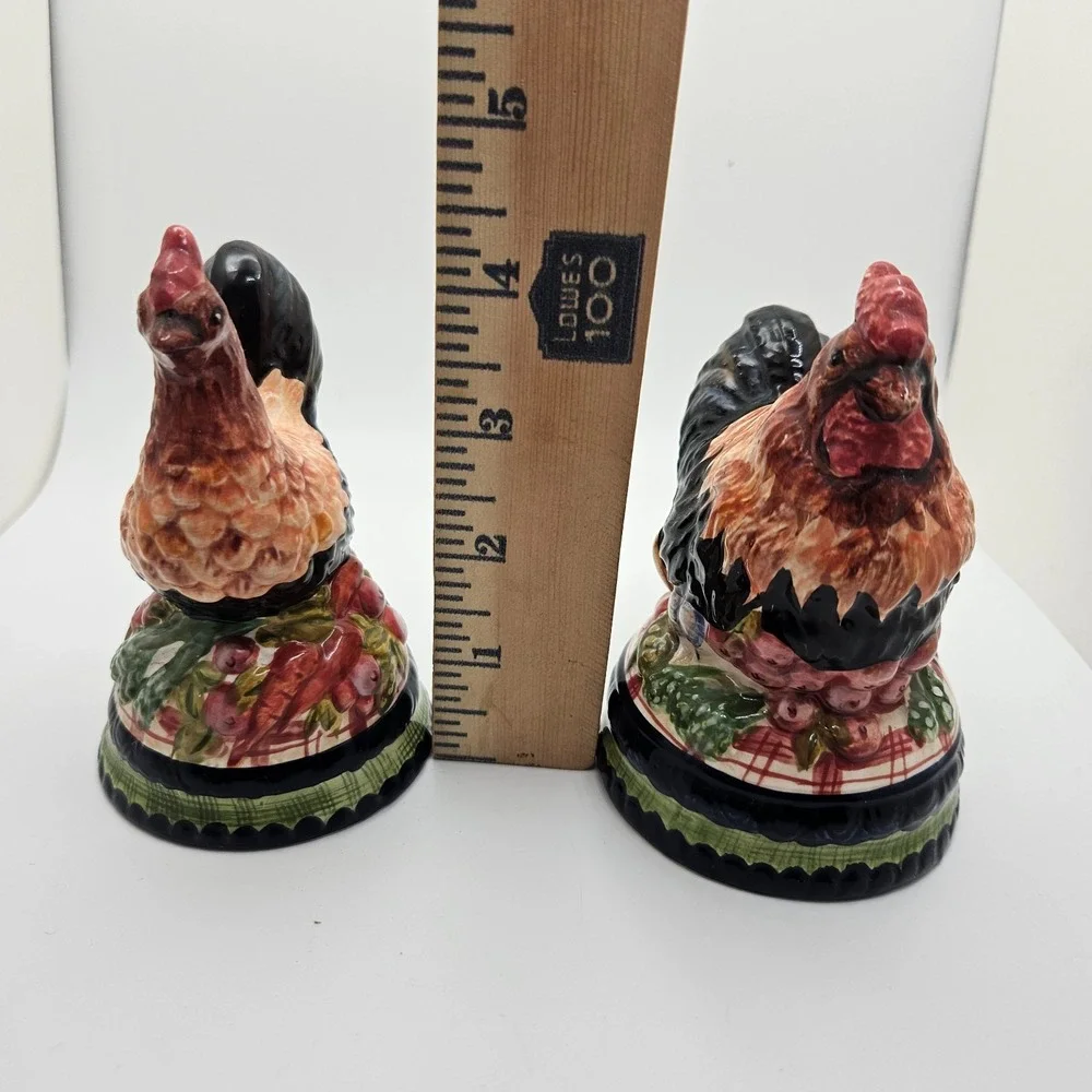 Ceramic Rooster & Hen Salt and Pepper‎ Shakers Farmhouse Country Kitchen Decor